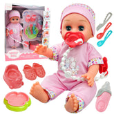 Baby Dolls, YCFUN 8 Pcs Interactive Dolls Gift Set with Bottle Pacifier & Accessories for Ages 1 2 3+, Pink